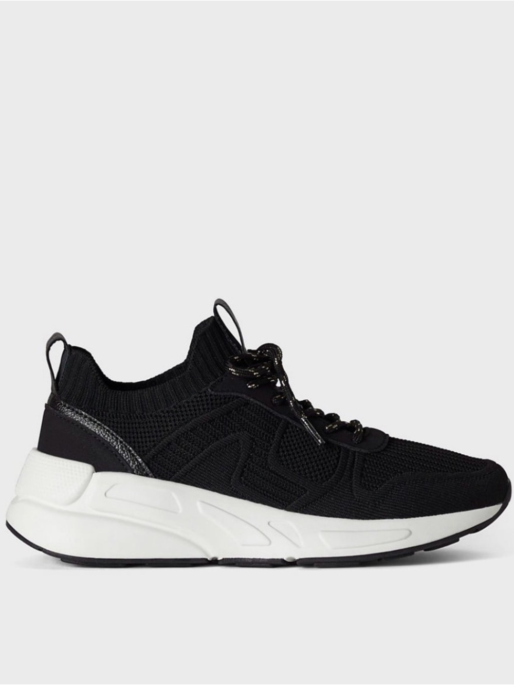 Fabletics Black Knit Slip-On Sneakers with White Chunky Sole NWT